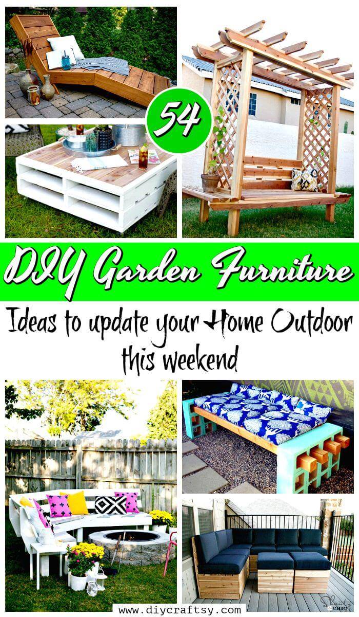 54 DIY Garden Furniture Ideas to Update Your Home Outdoor - DIY Outdoor Furniture Projects - DIY Furniture Plans - DIY Furniture Ideas - DIY Projects - DIY Crafts