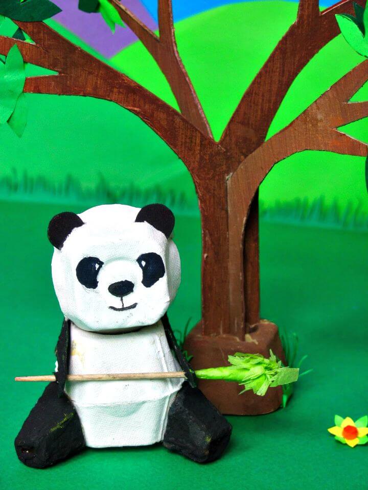 Adorable DIY Egg Box Panda