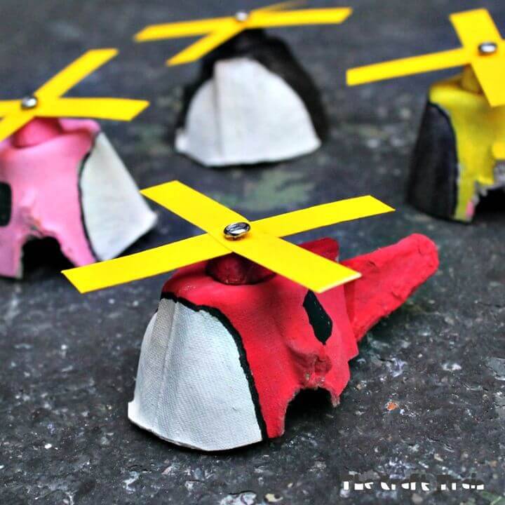 DIY Egg Carton Mini Copters for Kids to Play 