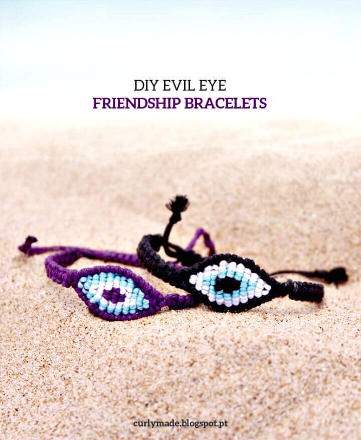 DIY Evil Eye Macramé Friendship Bracelets - Homemade Jewelry Ideas 