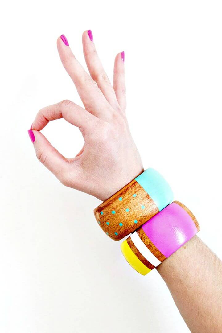 DIY Painted Wood Bangle Bracelets