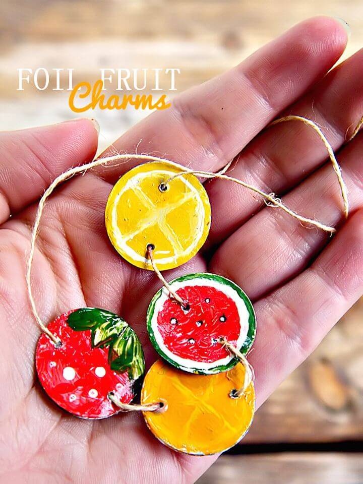 Beautiful DIY Foil Fruit Charm Bracelets