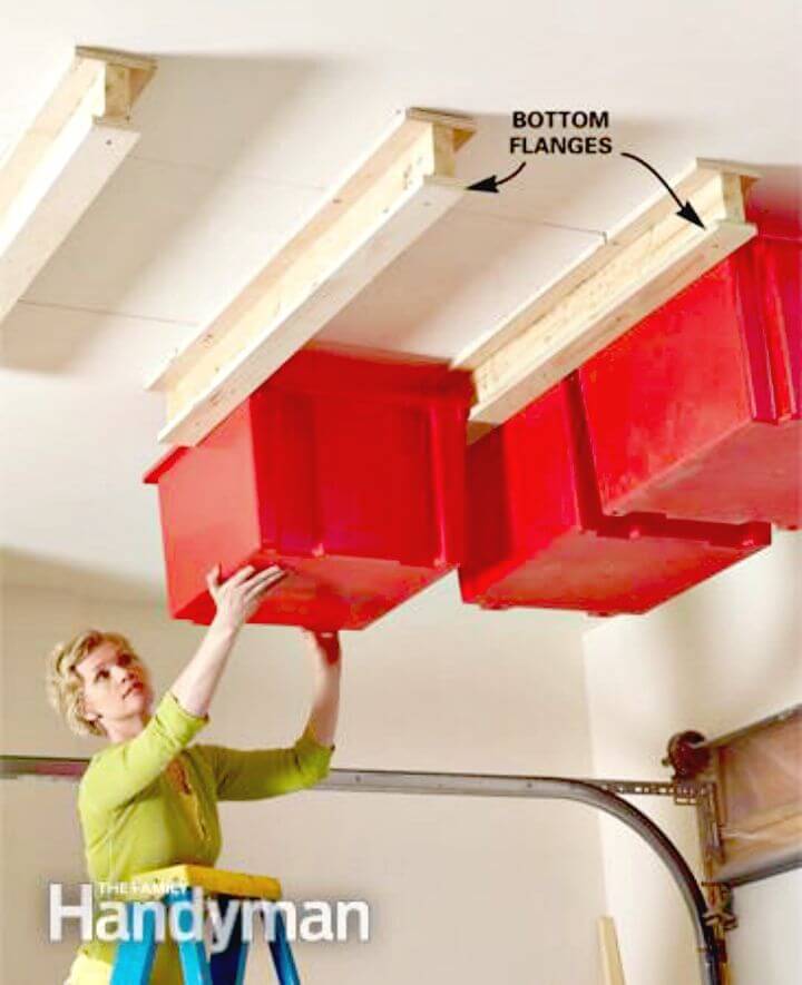 DIY Sliding Storage System On the Garage Ceiling