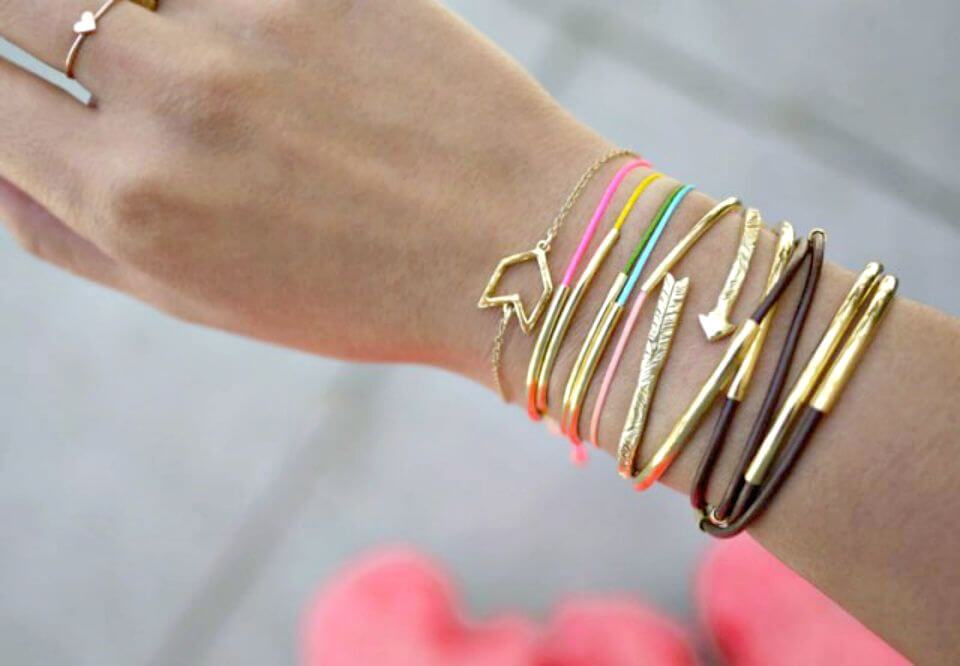 Cute DIY Gold Tube Bracelets