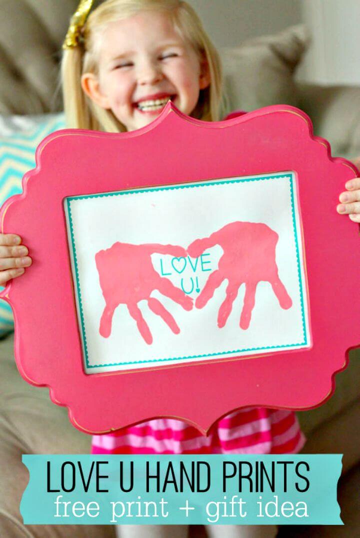 DIY Love U Hand Prints Mother's Day Gift