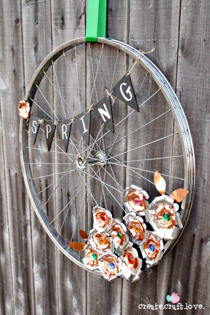 How to Make Metal Flower Bicycle Wheel Wreath