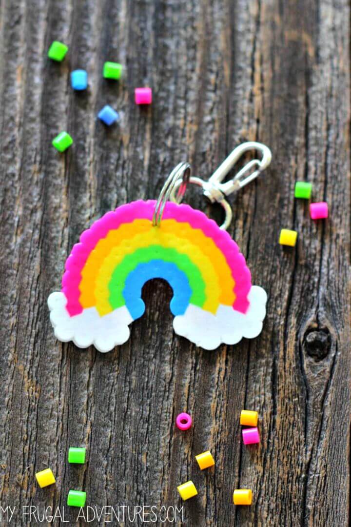 Cute DIY Rainbow Perler Bead Key-chain