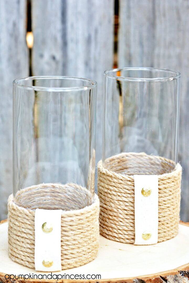 Make Rope Hurricane Vase - Coastal Decor