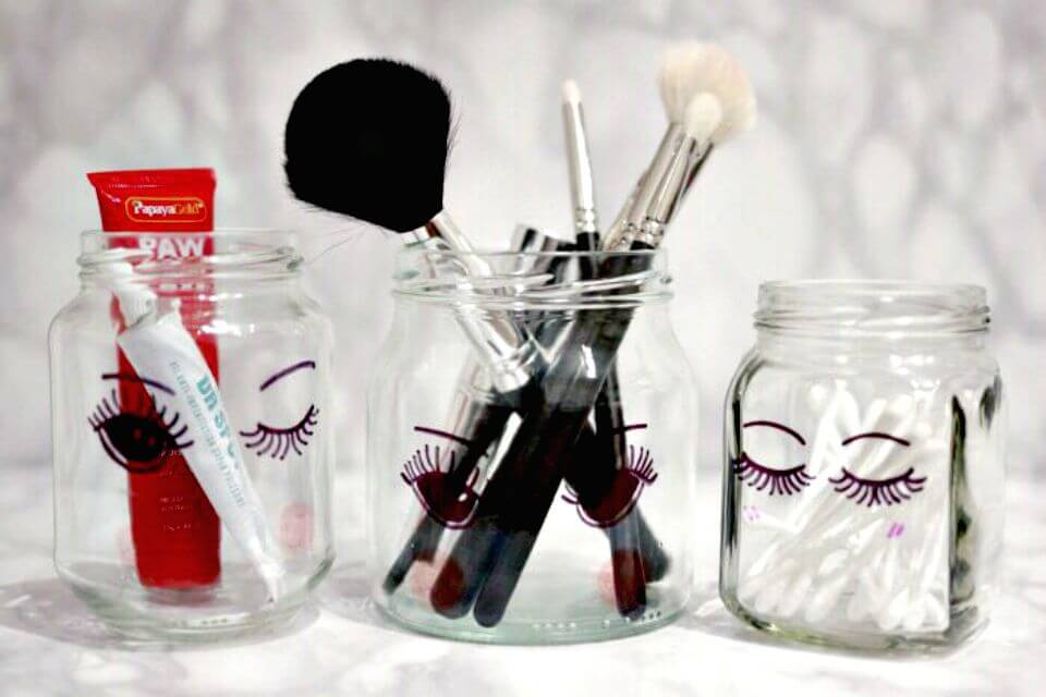 Cute DIY Sharpie makeup Storage Jars