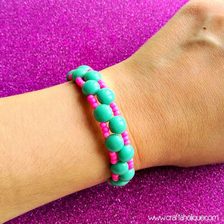 DIY Candy Bead & Memory Wire Cuff Bracelet