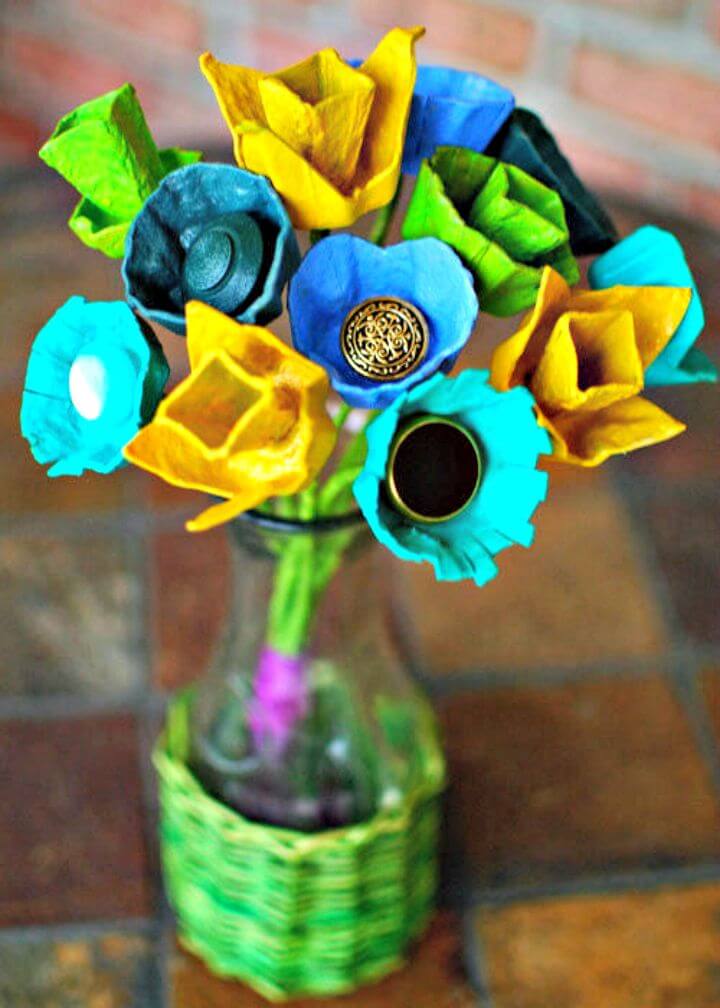 DIY Centerpieces using Egg Cartons and Vintage Buttons