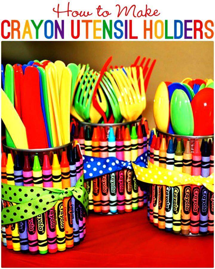 DIY Crayon Utensil Holders for Summer Party Decor