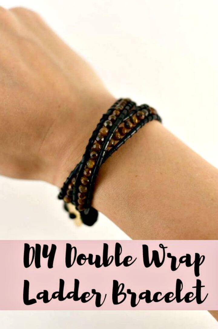 DIY Double Wrap Leather Beaded Bracelet