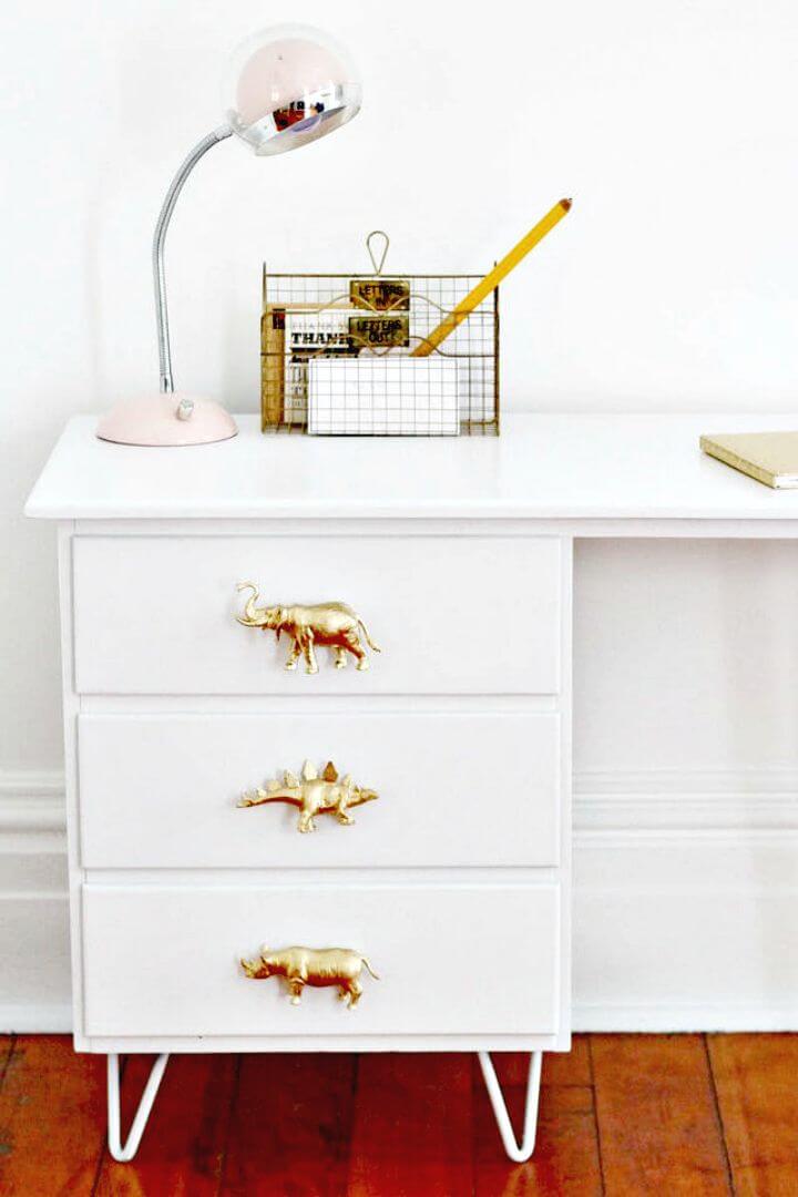 DIY Drawer Pulls using Plastic Animal