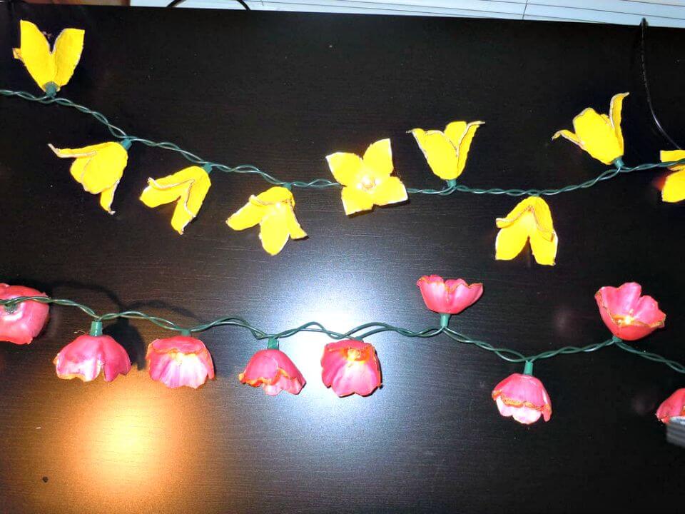 DIY Egg Carton Flower Lights 