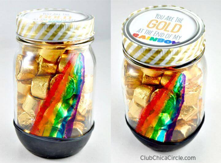 DIY Gold Rainbow Candy Jars