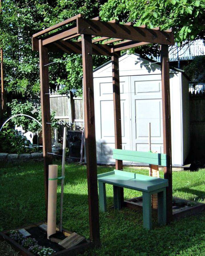 DIY Grape Arbor With Bench For A Small Space