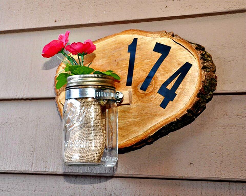 DIY House Number Plaque With a Wood Slice