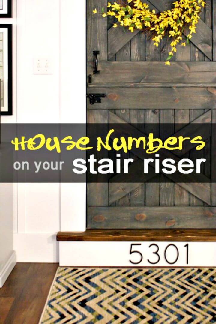 DIY House Numbers Installed On A Stair Riser