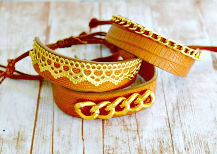Easy to DIY Leather Cuff Bracelets