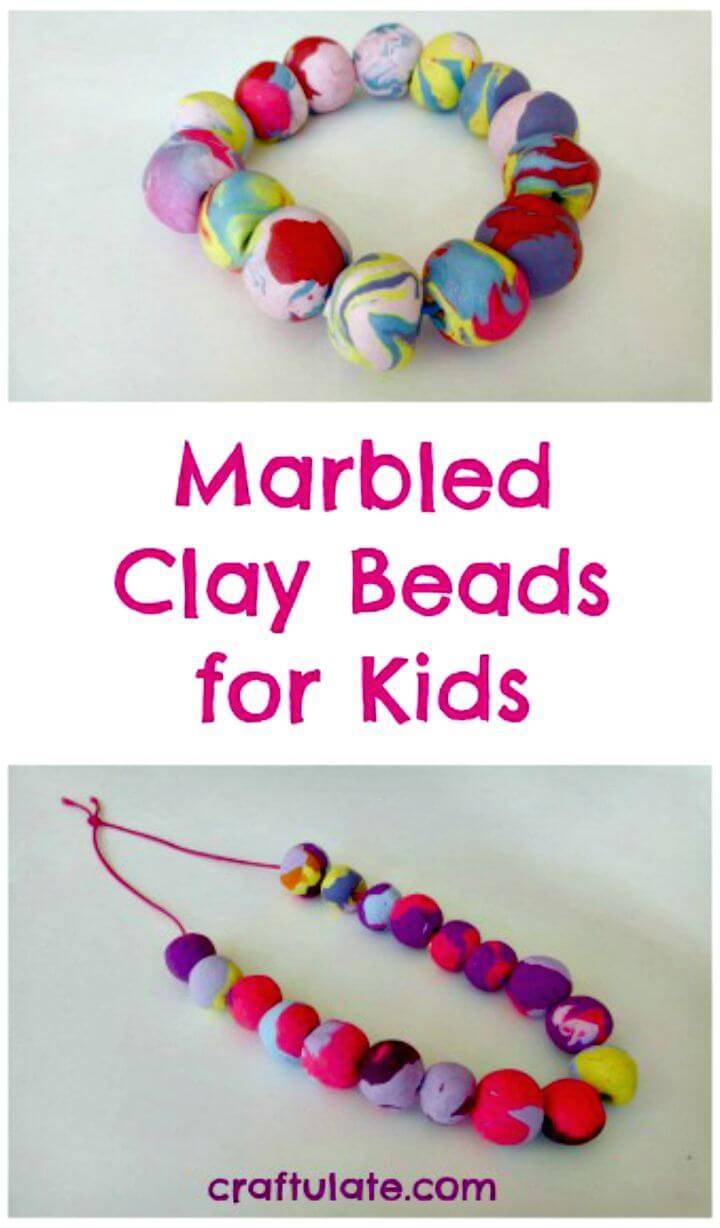 DIY Marbled Clay Beads for Kids
