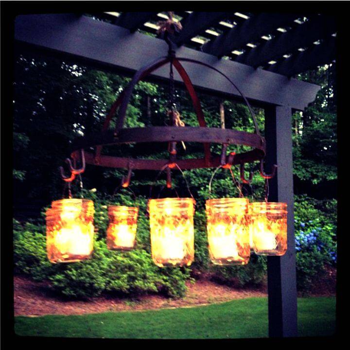 Make Mason Jar Outdoor Chandelier - DIY Lightning Ideas 