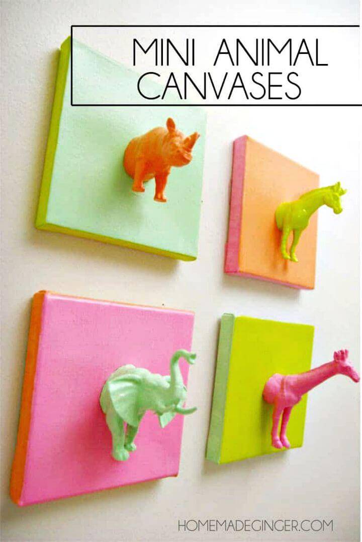 DIY Mini Plastic Animals Canvas Art
