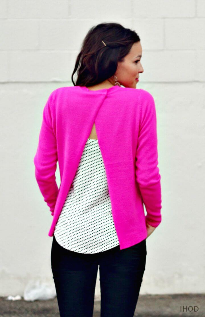 DIY No Sew Open Back Sweater