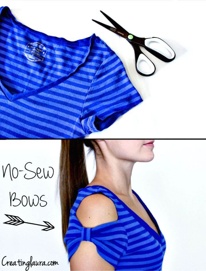 DIY No-Sew T-Shirt Bow Sleeves