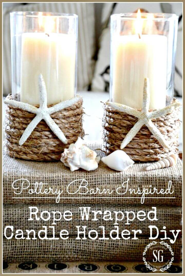 DIY PB Inspired Rope Wrapped Candle-holder
