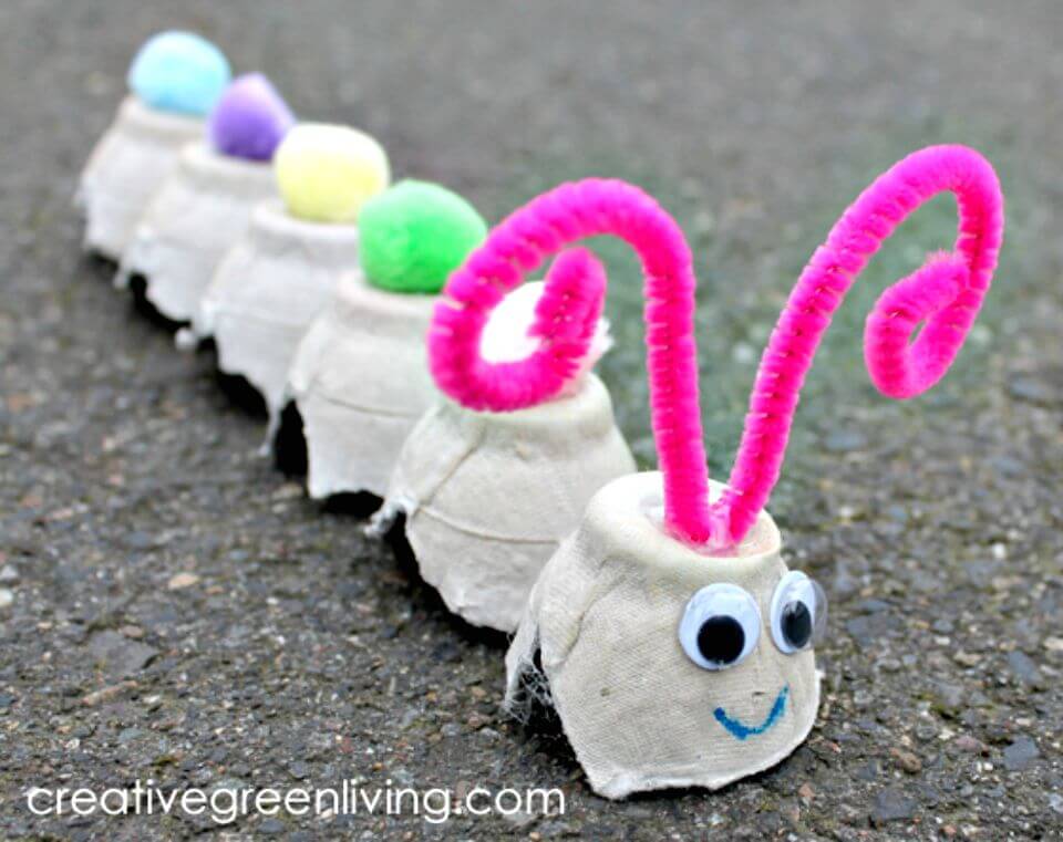 Easy DIY Recycled Egg Carton Caterpillars