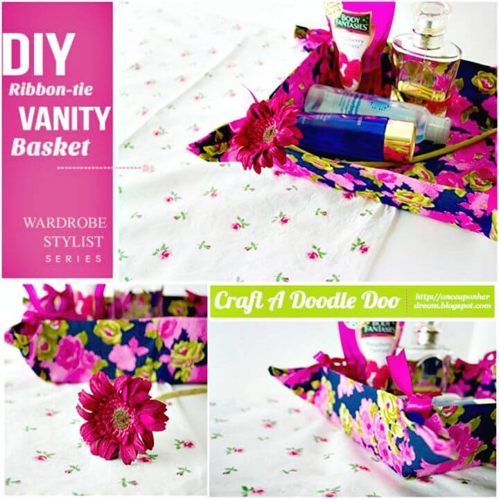 DIY Ribbon-Tie Vanity Basket
