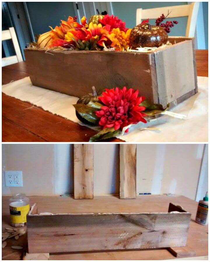 Easy DIY Rustic Pallet Wood Box Centerpiece Tutorial