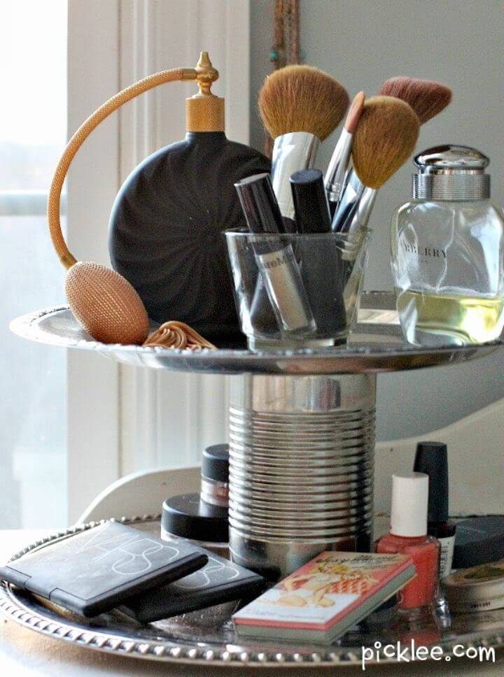 DIY Swanky Two-tier Organizer - Makeup Organizer/Storage Ideas 