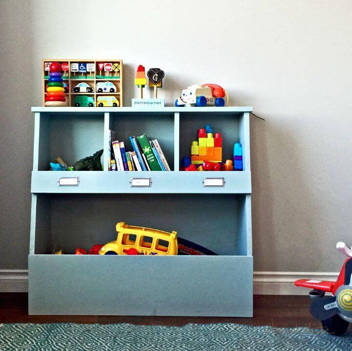 Toy Storage Bin Box With Cubby Shelves