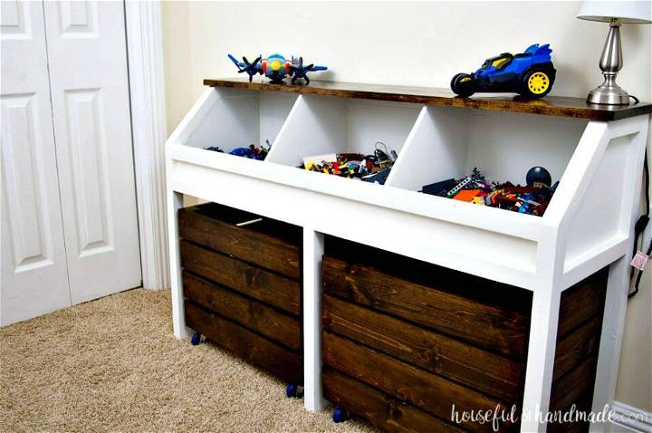 Toy Storage Console With Rolling Bins