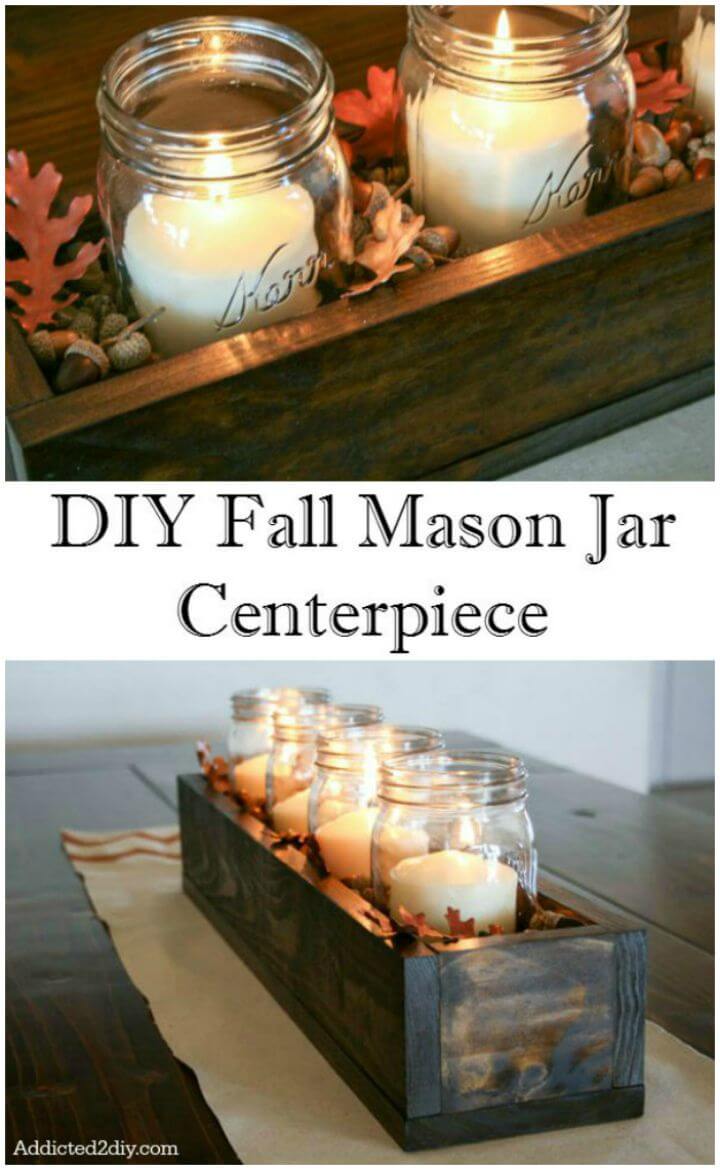 How to Make Fall Mason Jar Wood Box Centerpiece