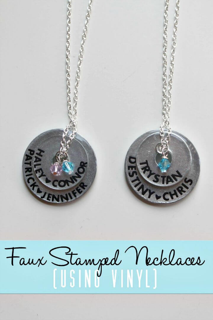 Easy DIY Faux Stamped Necklaces - Mothers Day Gifts