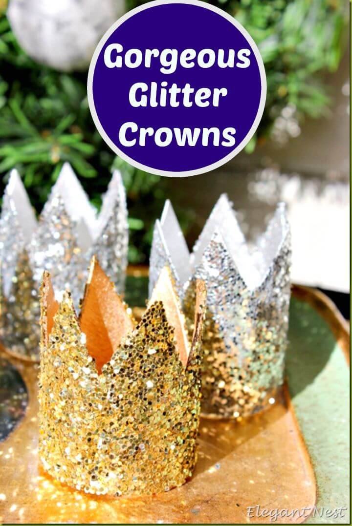 Gorgeous DIY Glitter Crowns 