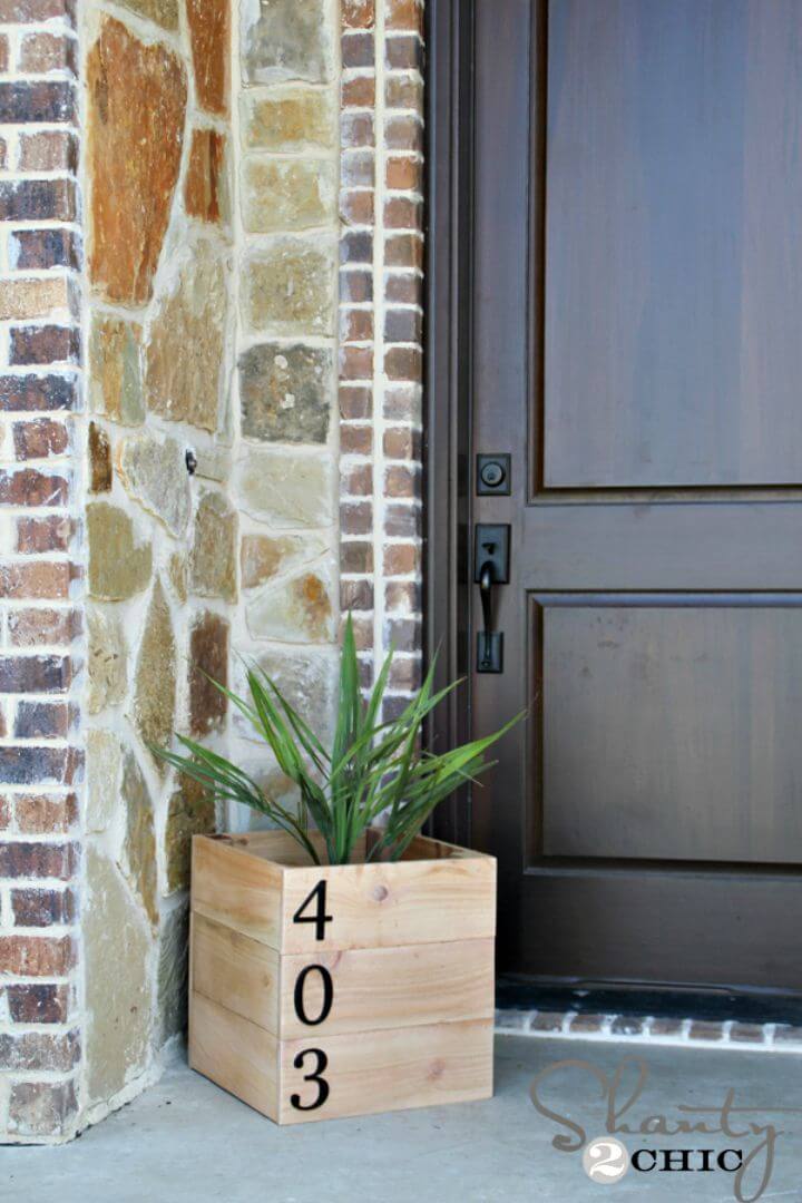 Cedar Planter Box House Number Design