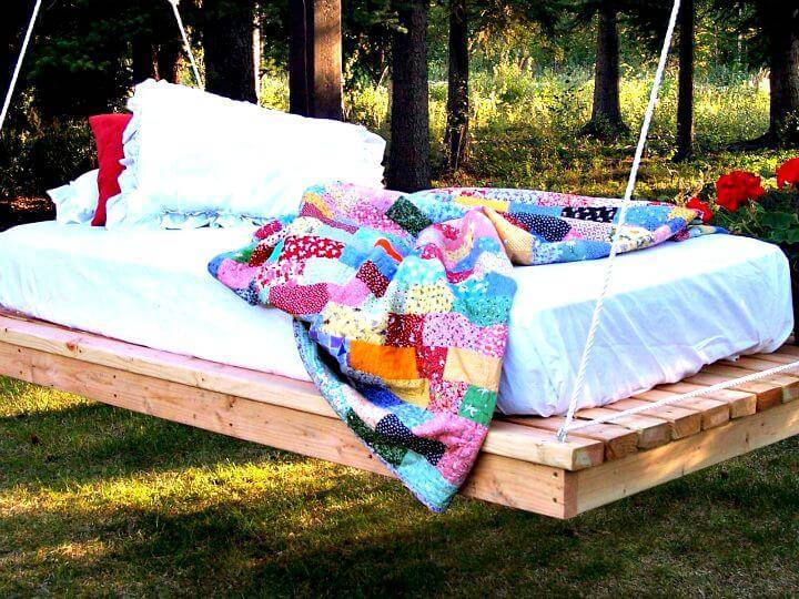 Inexpensive Hanging Daybed for Backyard 