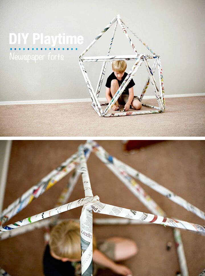 DIY News Paper Forts - Adorable Summer Kids Craft