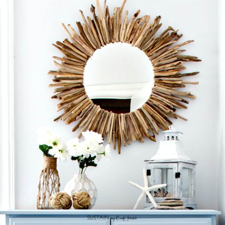 How To Make A Driftwood Mirror - DIY Coastal Decor Ideas 