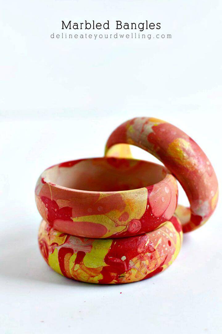 How To Make Colorful Marbled Bangles - DIY