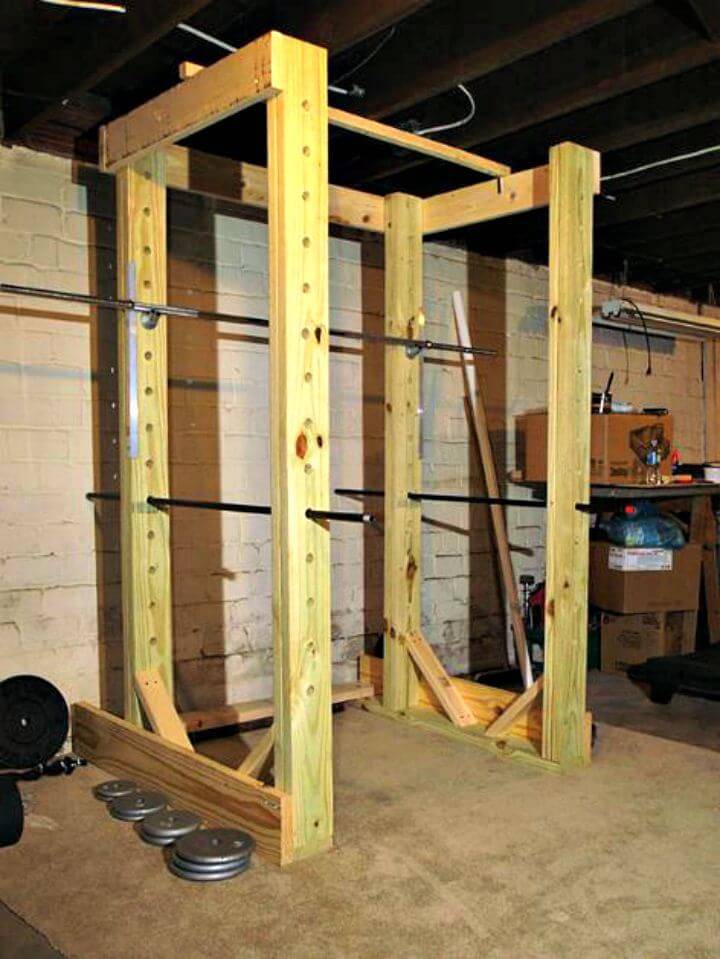 25 Best Gym Equipment Projects To Diy At Home Crafts - Diy Wooden Squat Rack With Pull Up Bar