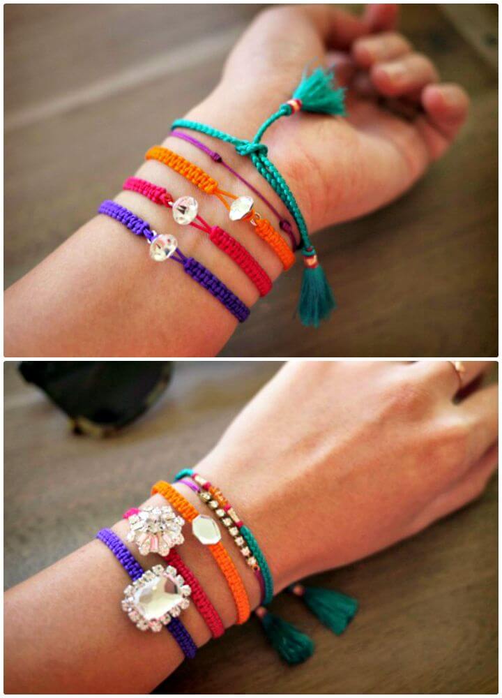 How To Make Macrame Rhinestone Bracelet - DIY