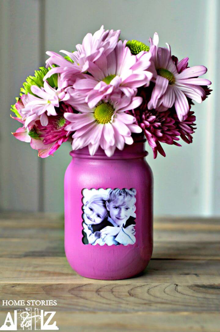 How To Make Mason Jar Picture Frame Vase - DIY