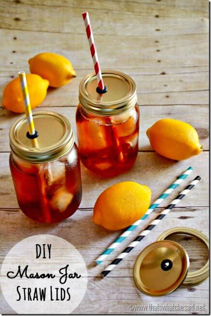 How To Make Mason Jar Straw Lids - DIY Summer Party Decorations Ideas
