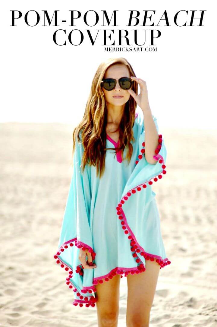 How To Sew Pom-pom Trim Beach Cover-up - DIY 