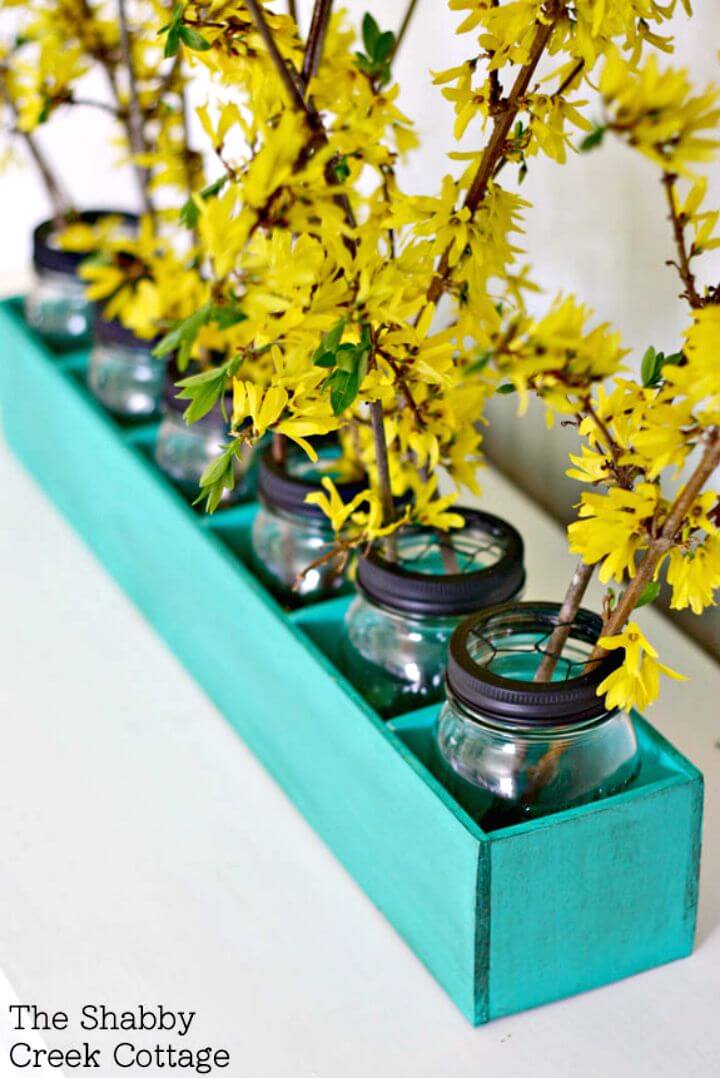 DIY Mason Jar Wooden Box Centerpiece